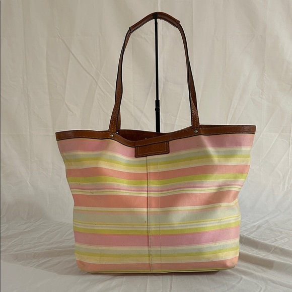 COACH Y2K Hampton Colorful Pastel Rainbow Striped Tote Bag Spring Summer F13553 - Picture 1 of 11